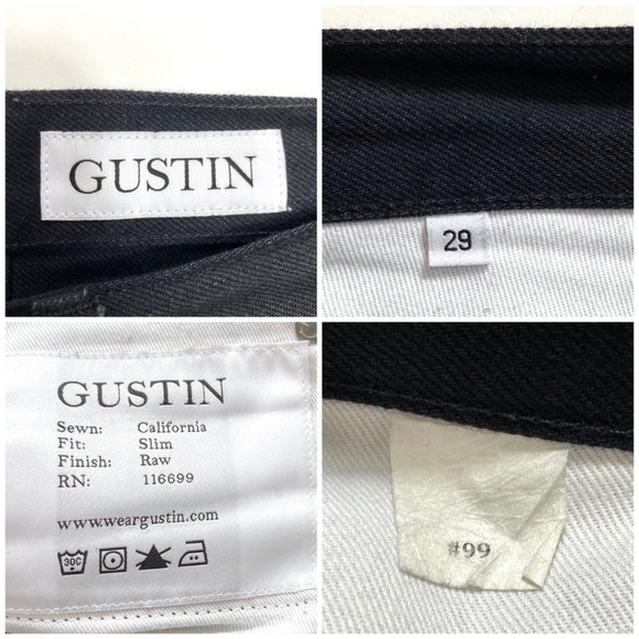 Gustin 99 Slim Legs Jeans Raw Black RN116699 Selvedge Denim Size 29 - Picture 6 of 10